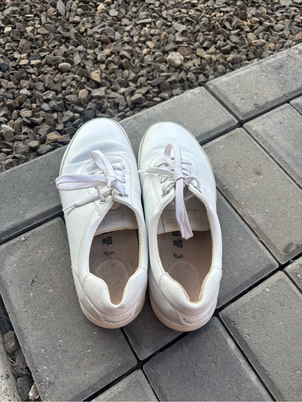 Birkenstock Bend Low Top White Pebbled Leather Lace Up Sneakers Size 39